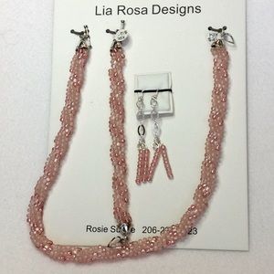 FINAL SALE PRICE Pink Swirl Hand Woven OOAK Jewelry Set